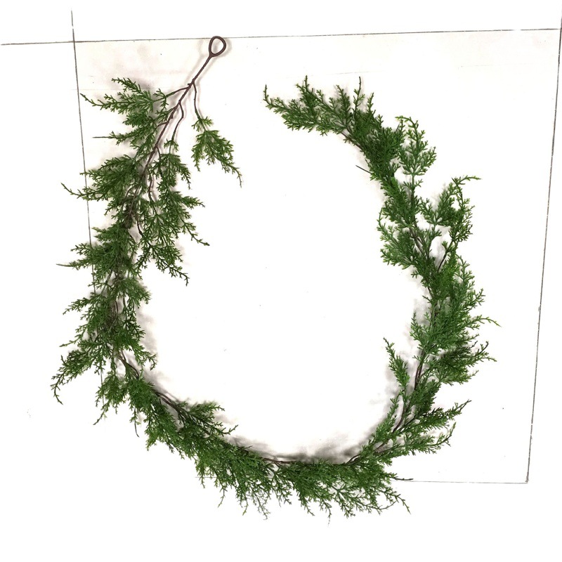 Cross-Border Artificial Christmas Rattan Amazon Christmas Green Plant Decoration Wall Hanging Soft Rattan Artificial Pine and Cypress Leaf Rattan Ring