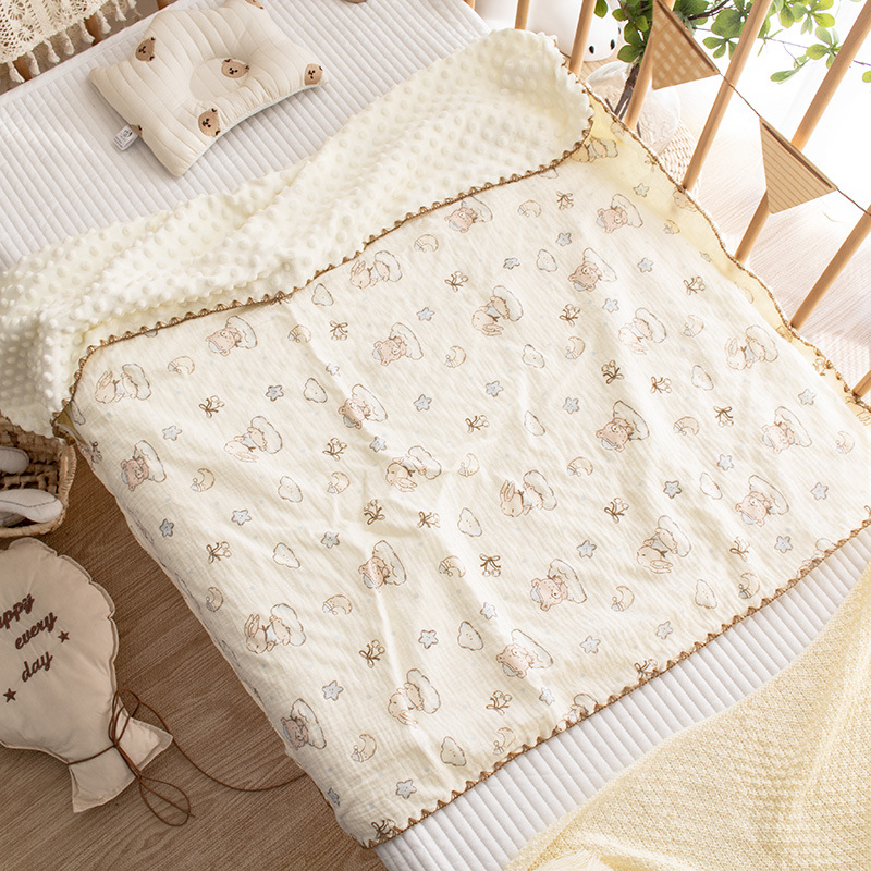Picture of Baby's Gauze Cotton Cartoon Printed Blanket Children's Beanstalk Blanket Kindergarten Baby's Lunch Break Blanket Air-conditioning Blanket
