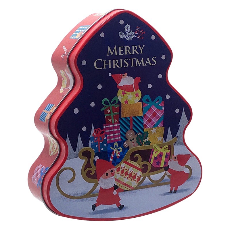 Candy Biscuit Packaging Christmas Tree-Shaped Tin Can Holiday Creative Storage Gift Packaging Christmas Tin Box