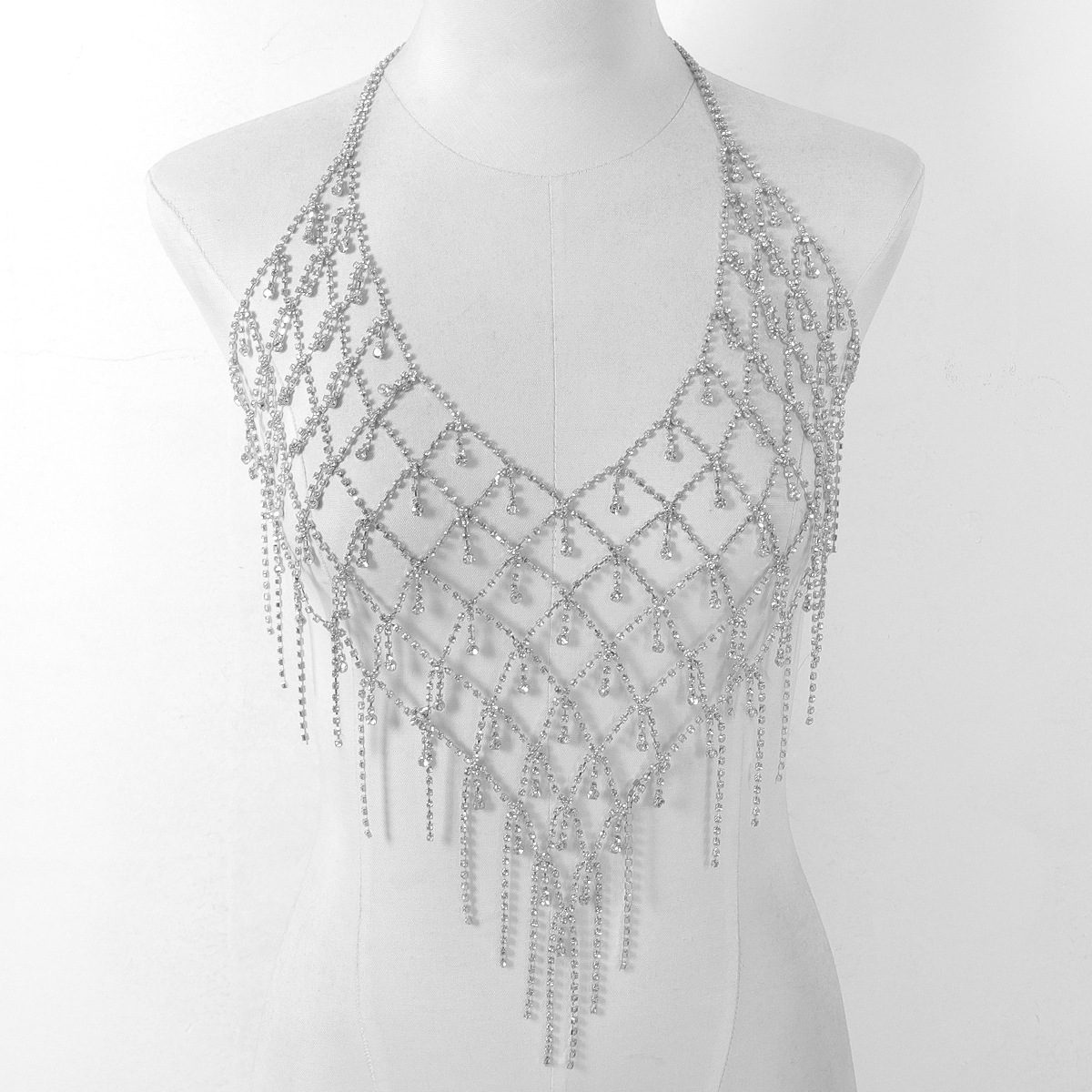 Picture of Luxury Heavy Industry Full Diamond Shiny Geometric Chest Chain High-end Fashion Retro Elegant European and American Body Chain Accessories for Women