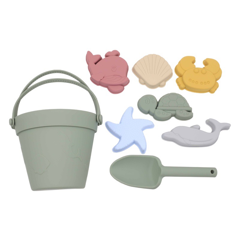 Beach toys beach sand digging tool set silicone material shovel portable bucket 6 color factory spot wholesale