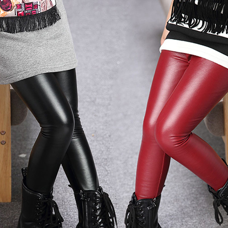 Picture of Spring and autumn girls leggings plus velvet imitation leather pants girls thin leather pants children pants wholesale