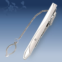 Picture of Metal tie clip men's suit chain 140 simple flower type business atmosphere with drill tie clip