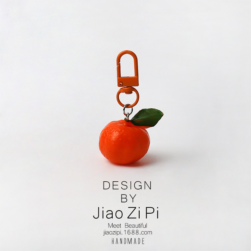 Picture of Super simulation fruit orange key chain fun pendant all-match simple bag small ornaments mini cute accessories
