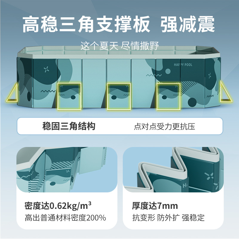 Picture of Inflatable-Free Pool Outdoor Stand-Up Pool Foldable Water Play Pool for Children, Foldable and Portable