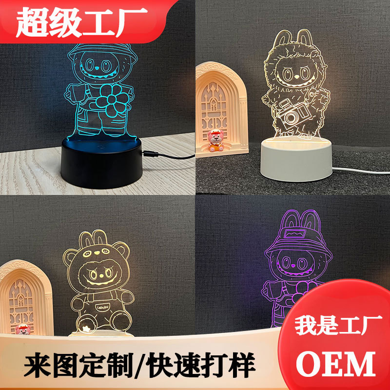 Cartoon Labu Buka Pibala Night Light Cross-border Foreign Trade Creative Peripheral Gift Acrylic Luminous Table Lamp