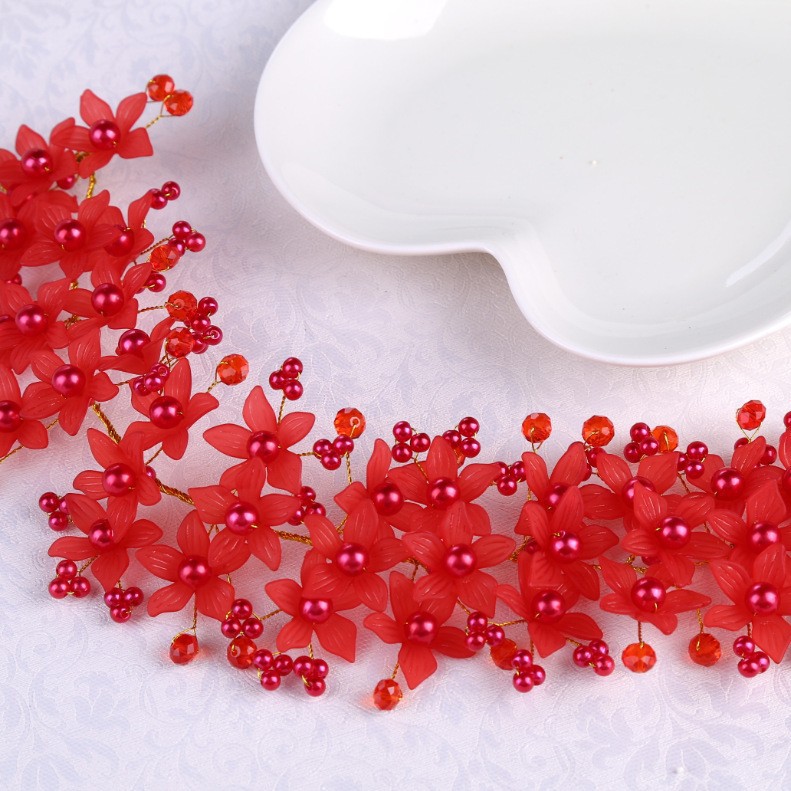 Picture of Bridal Flower Head Flower Hand-woven Crystal Headwear Korean Pearl Wedding Headwear Wedding Hair Accessories Wholesale