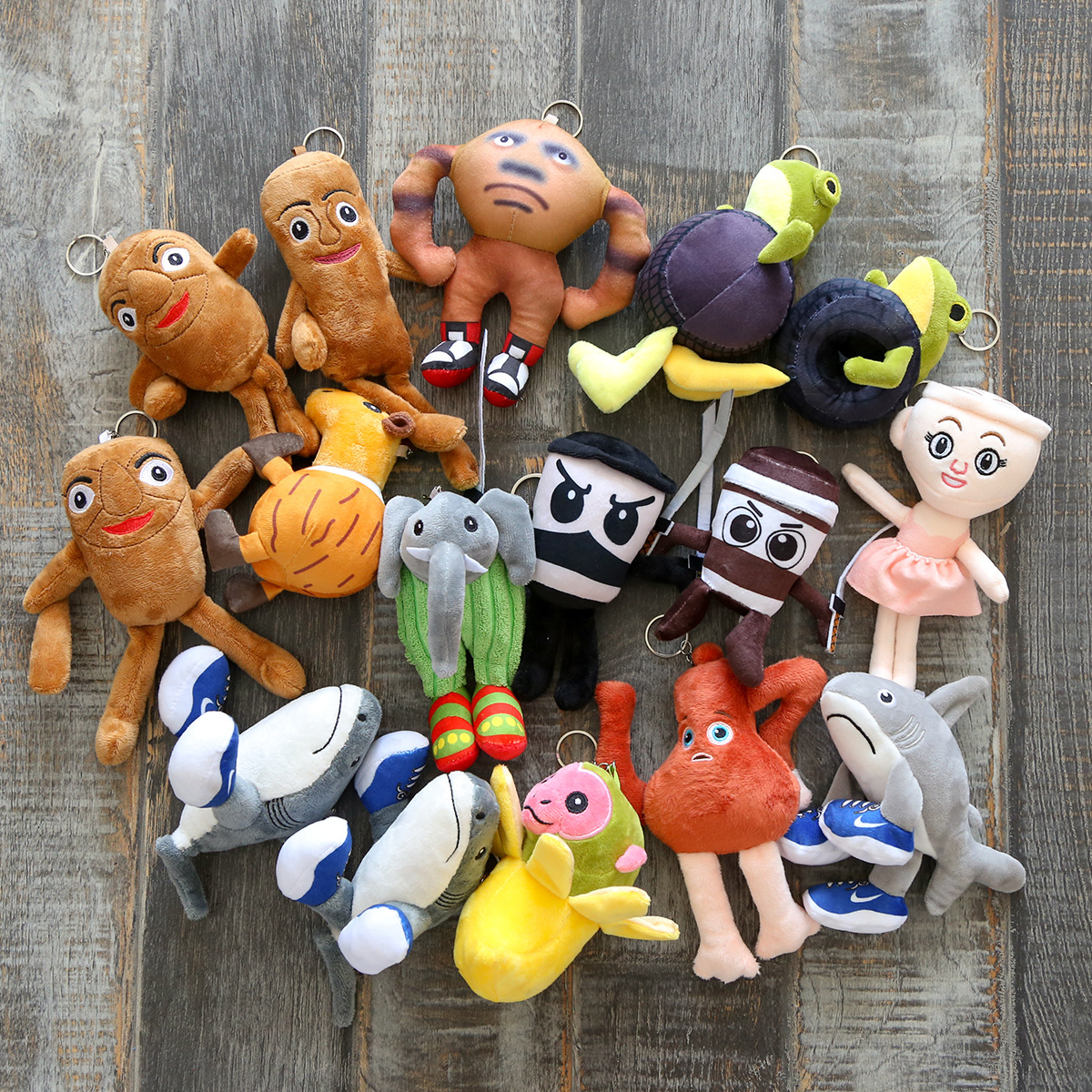 Picture of Ai Shan Hai Jing Tungtung Tungsahur Cross-Border Doll Toy Wooden Stick Plush Keychain Small Pendant