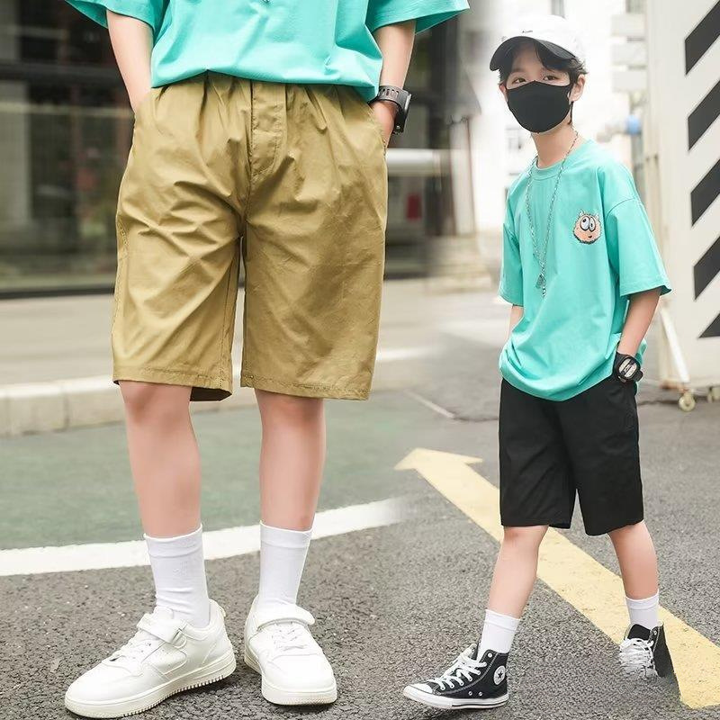 Children's Clothing Boys Pure Color Shorts Summer 2023 New Summer Mid-pants Kidsren's Five-quarter Pants Big Kidsren's Loose Sports Pants