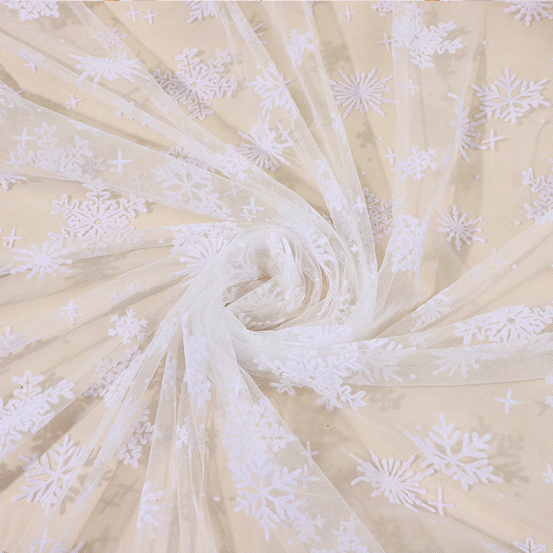 Flocking Snowflake Gauze Princess Elsa Dress Toy Fairy Gauze Children's Headwear Bow MESH Decorative Gauze
