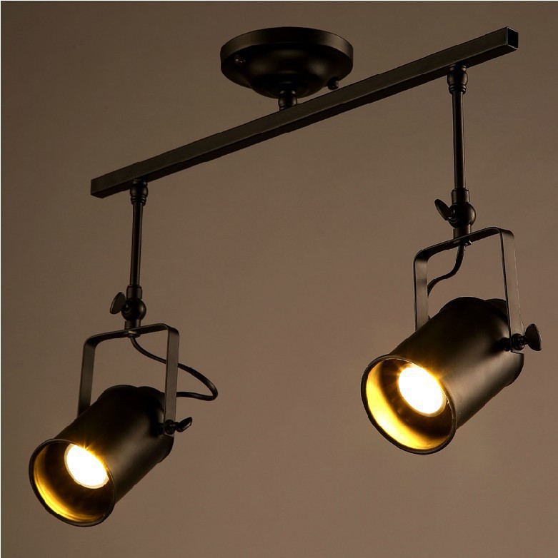 Cross-Border Loft Minimalist Iron Art Restaurant Bar Counter Coffee Clothing Store Track Long Rod Spotlight Industrial Style Spotlight