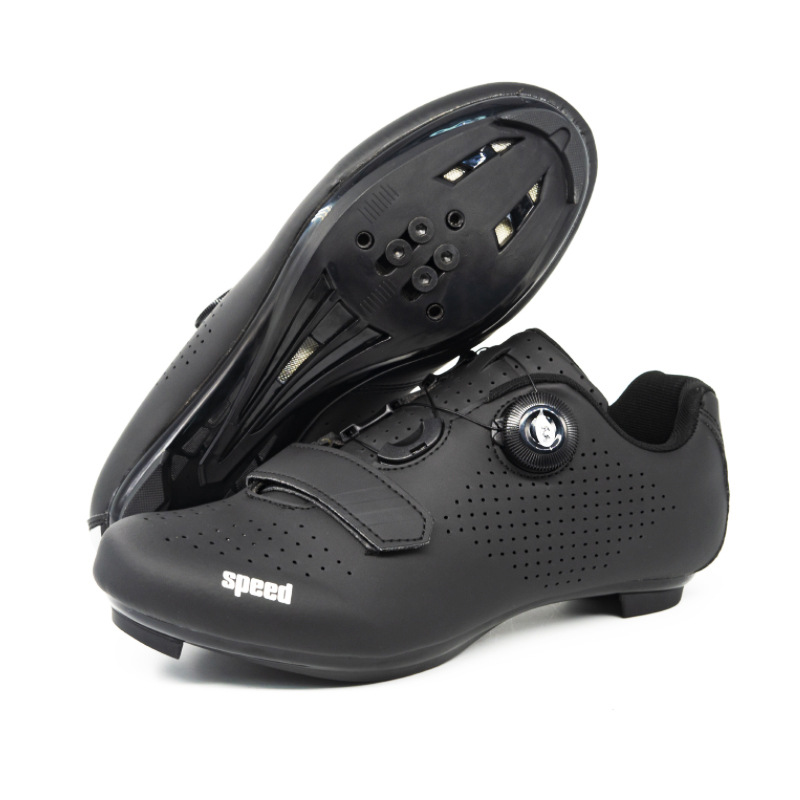 New Style Cycling Shoes with Lock Double Buckle Lock Shoes for Men and Women Road Bike Booster Shoes Hard Sole Mountain Bike Rubber Sole
