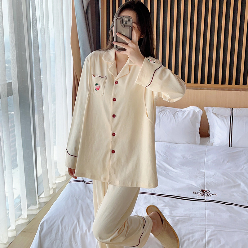 Spring and Autumn new nursing confinement clothing pregnant women postpartum nursing home wear pajamas suit long sleeve cardigan