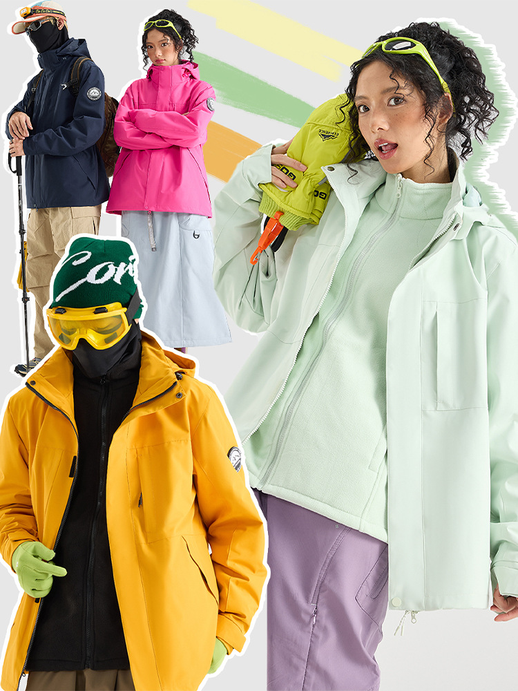 Luo Tuo's Same Style Outdoor Jacket Women's Three-In-One Jacket Two-Piece Set Men's Windproof and Waterproof Travel Mountaineering Clothing