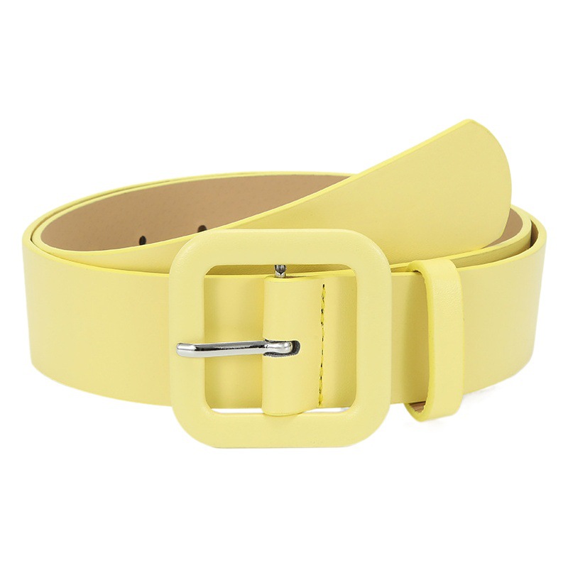 2024 New Square Buckle Simple Candy Color Decorative Belt Women's Fashion All-match Jeans Casual Pants Wide Belt