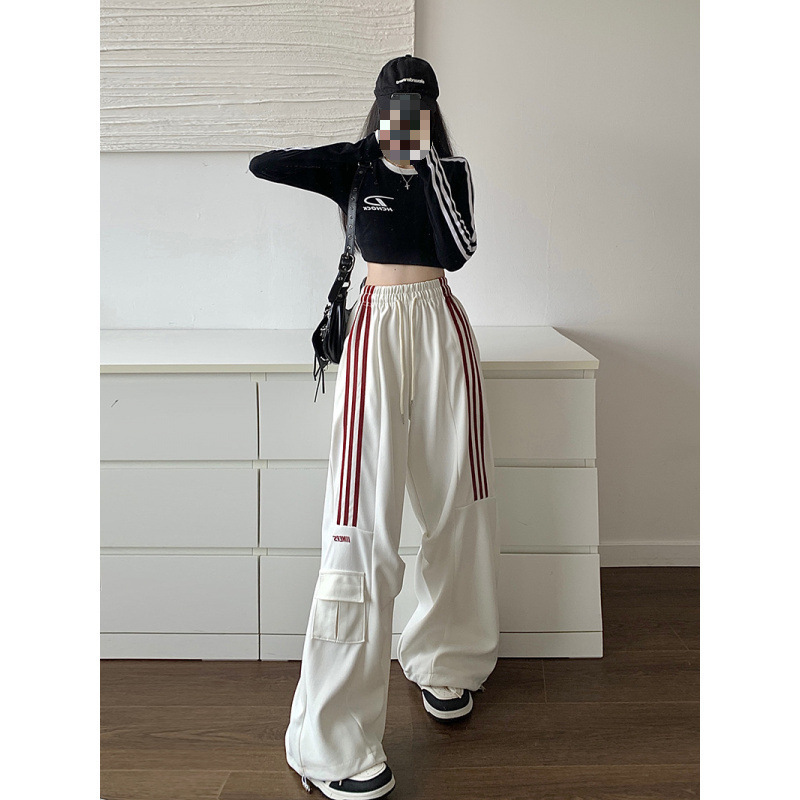 High Street Bar Overalls Women's Casual Sports Sweatpants Loose Wide-leg Pants
