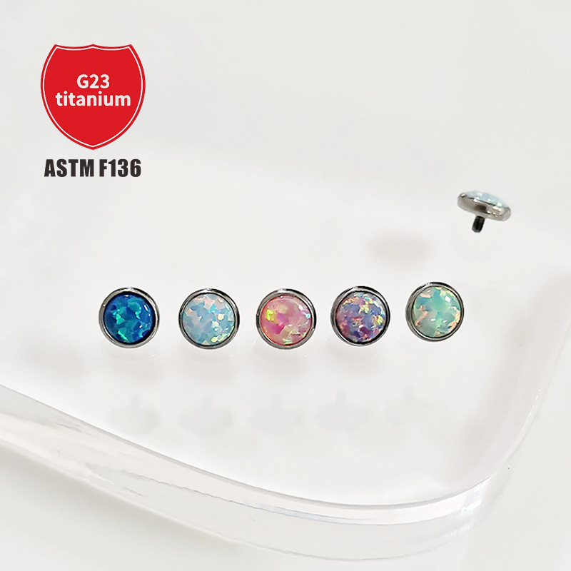 F136 Titanium Aobao Lip Nail Package with Flat opal Thread G23 Titanium Alloy Body Puncture Jewelry Ear Nail