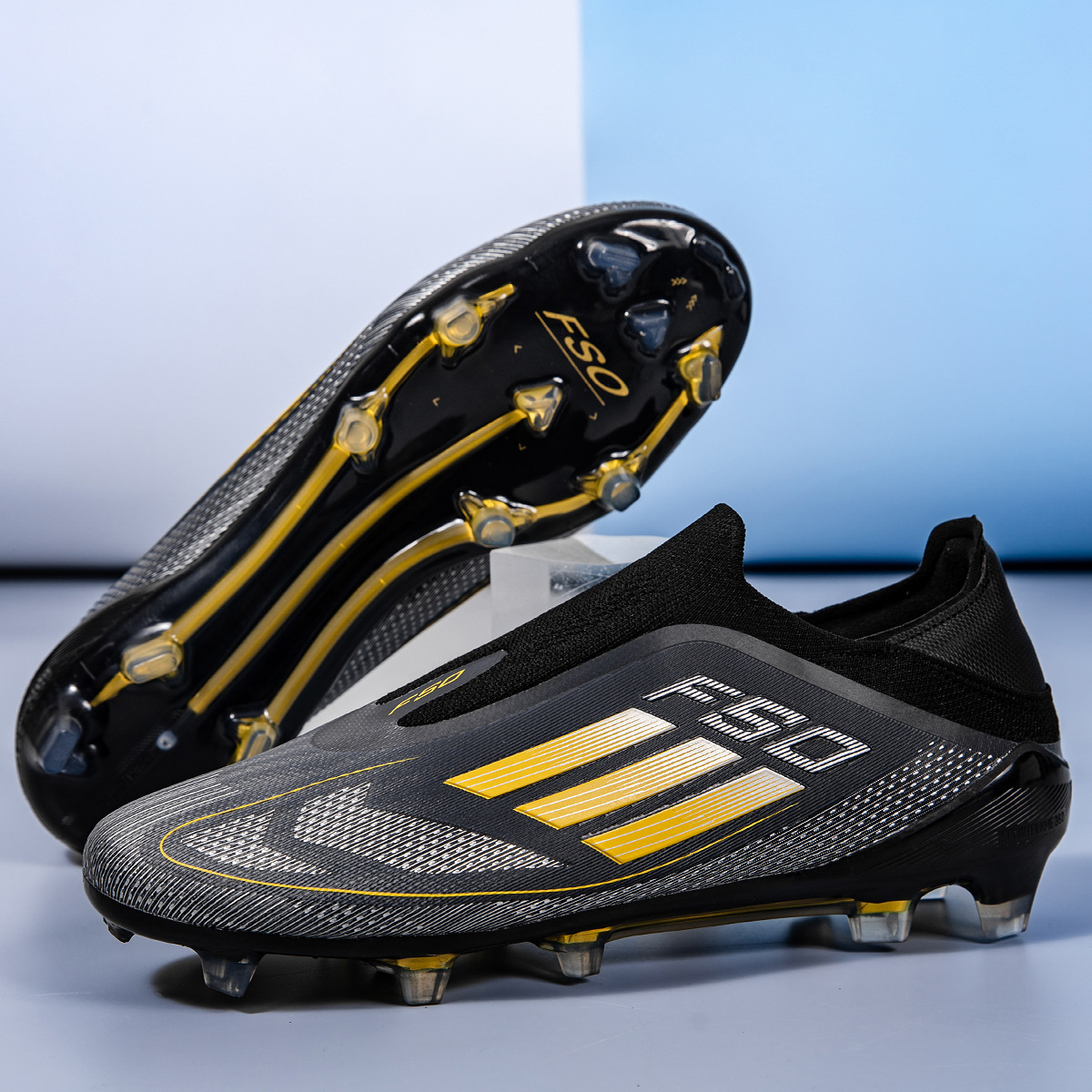 Cross-Border New Low-Top Football Shoes for Male and Female Students with Long Spikes and Broken Spikes for Outdoor Sports Professional Competition Training Shoes Non-Slip