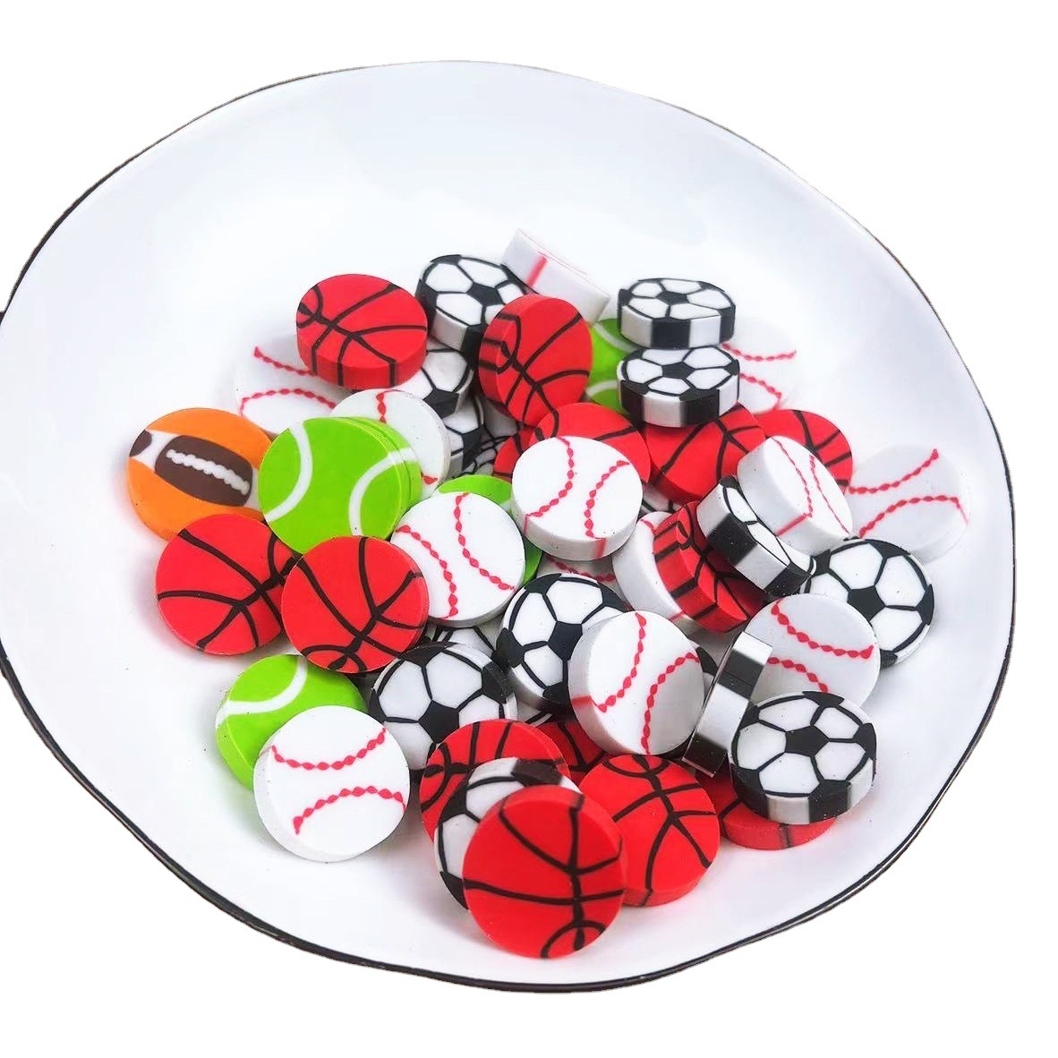 Creative cartoon football style eraser wholesale Primary School rubber head children's learning stationery gifts