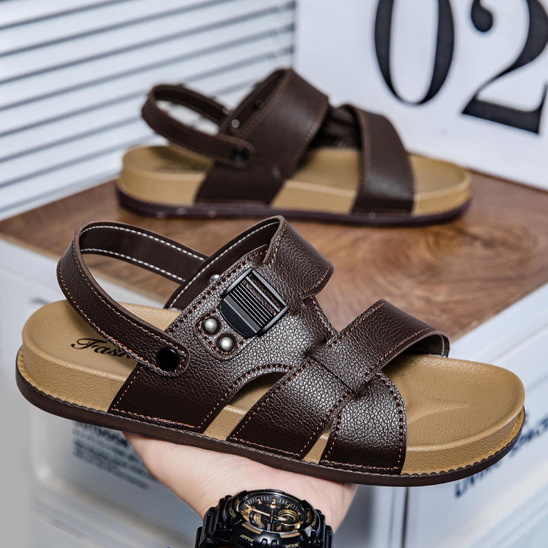 Cross-border sandals, men's summer versatile soft-soled beach shoes, men wear waterproof and non-slip driving sandals