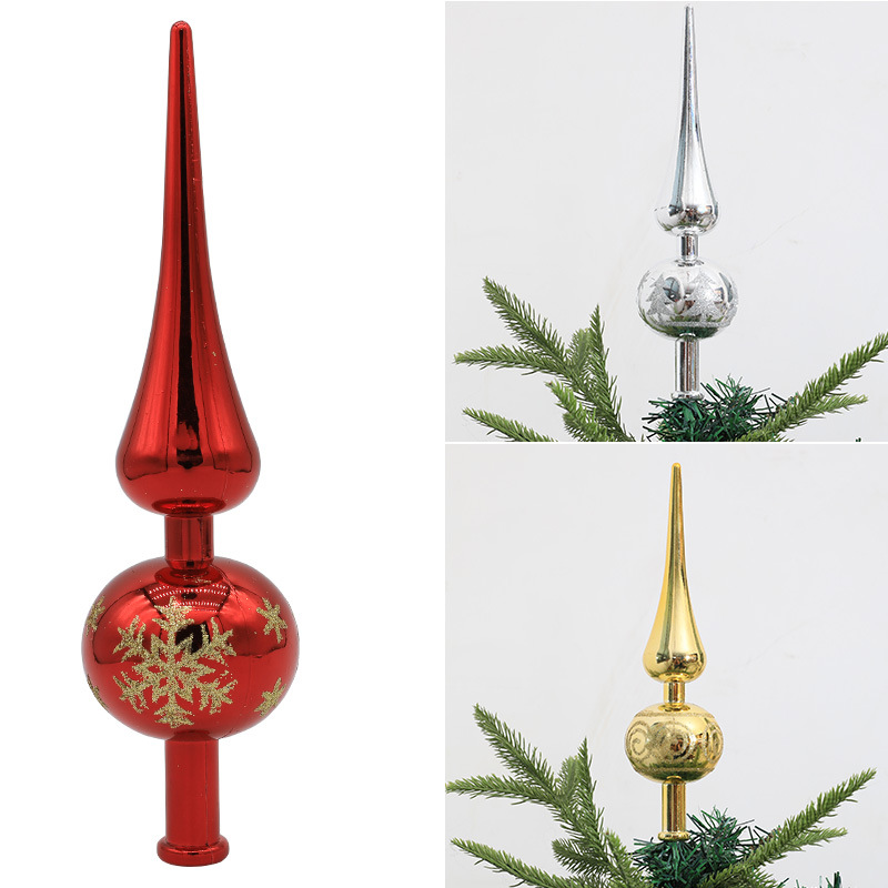 Picture of New gourd tree top star plastic plating painted Christmas tree top decoration props Christmas ball crafts pointed
