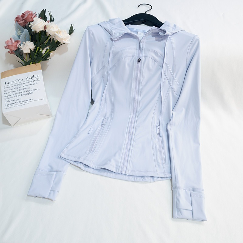 New Style Yoga Clothes for Women, Breathable, Slimming, Zipper Cardigan, Casual Fitness Hooded Thin Sports Top