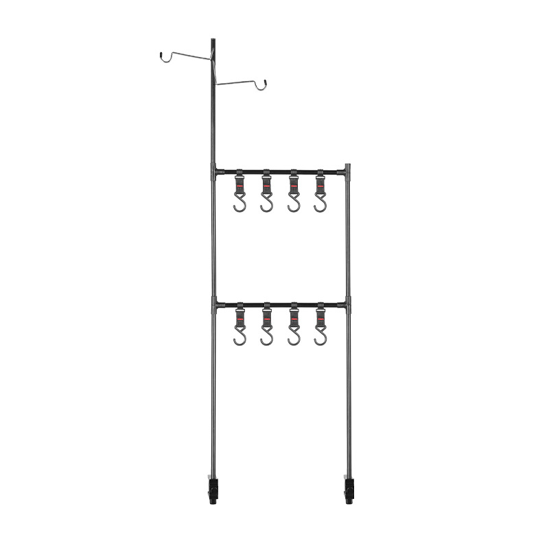 Picture of Outdoor Desktop Storage Rack Mini Lamp Holder Removable Tableware Storage Rack Multifunctional Aluminum Alloy Shelf with Hook