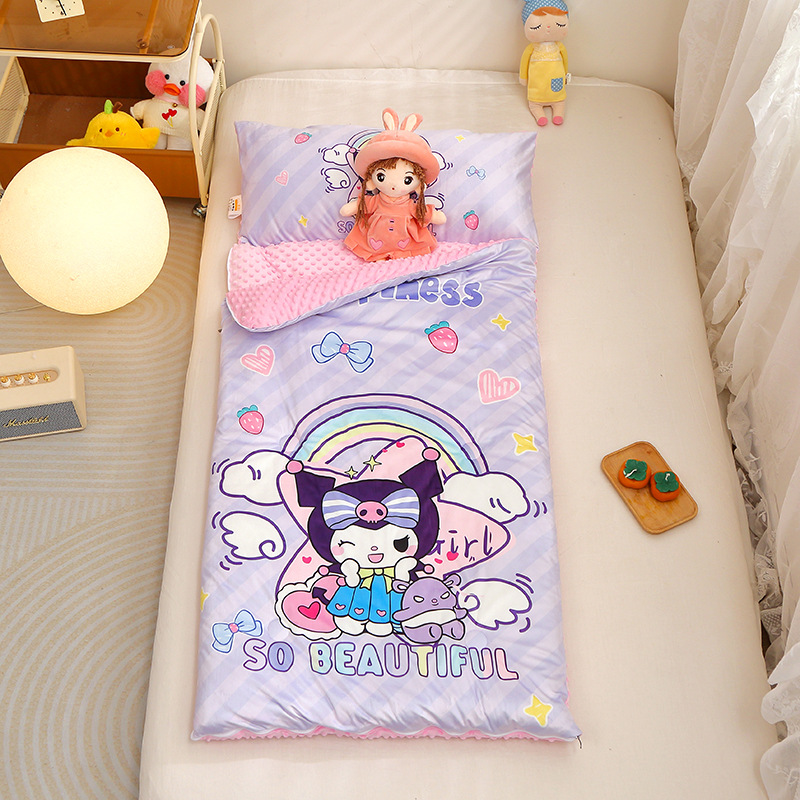 Picture of Cross-border foreign trade autumn and winter thickened large version of cartoon children's kindergarten baby velvet peas velvet sleeping bag kick-proof quilt wholesale