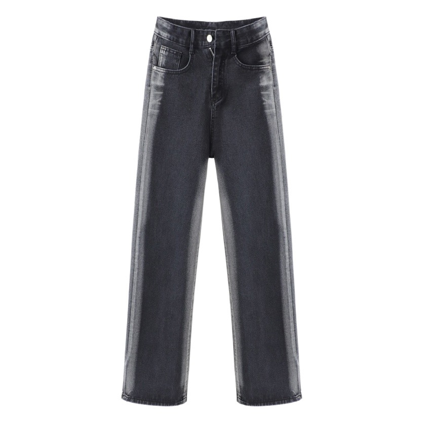 Black Straight Leg Jeans Women's Spring and Summer 2022 New High Waist Loose Small All-match Floor-mopping Wide Leg Trendy Pants
