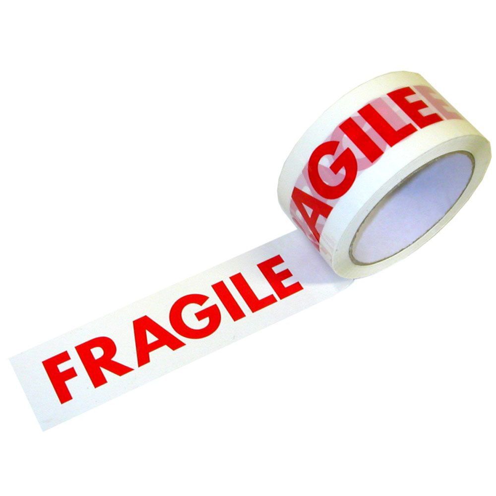 Fragile Tape Warning White Background Sealing Printed Fragiletape English Packaging Sealing Tape