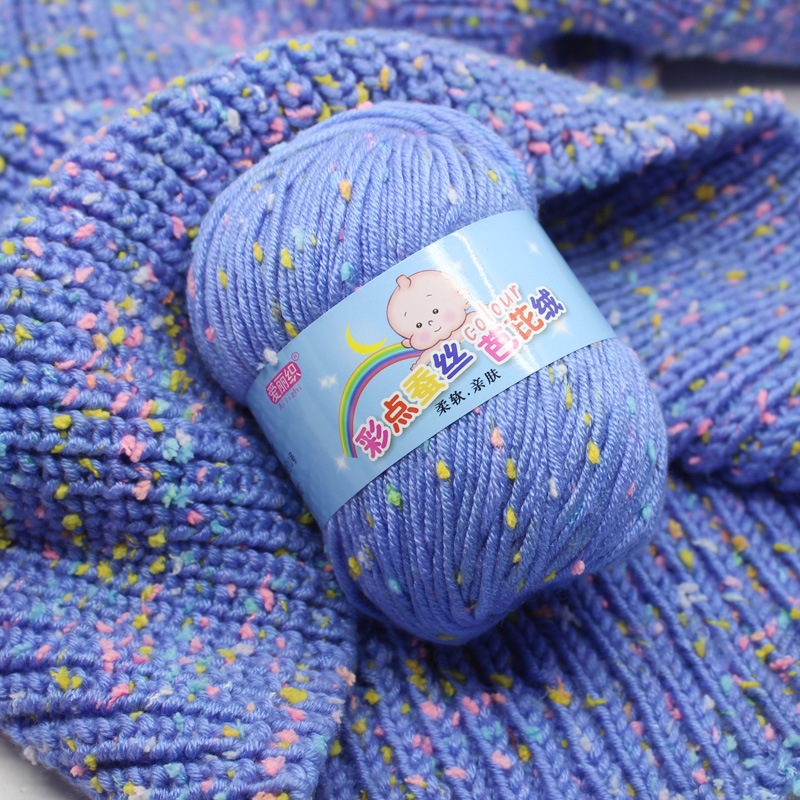 Colorful dot silk protein Barbie Velvet Baby line 6 strands hand-woven medium thick coat scarf cap line