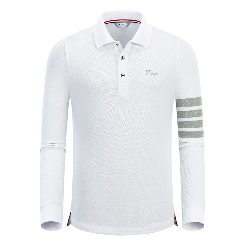 TTYGJ golf Clothes Men's Long-sleeved T-shirt Autumn and Winter golf Warm Top Men's Lapel Polo Shirt