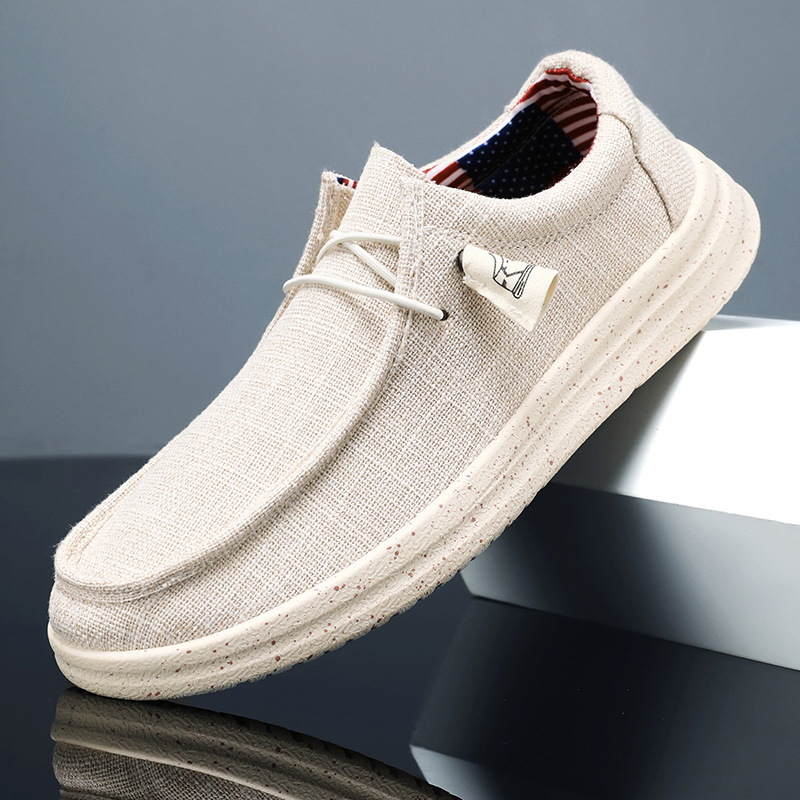 Foreign Trade Popular Large Size Loafers Men's Canvas Casual Shoes Cross-Border Slip-On Driving Lazy Shoes Ready-Made Cloth Delivery