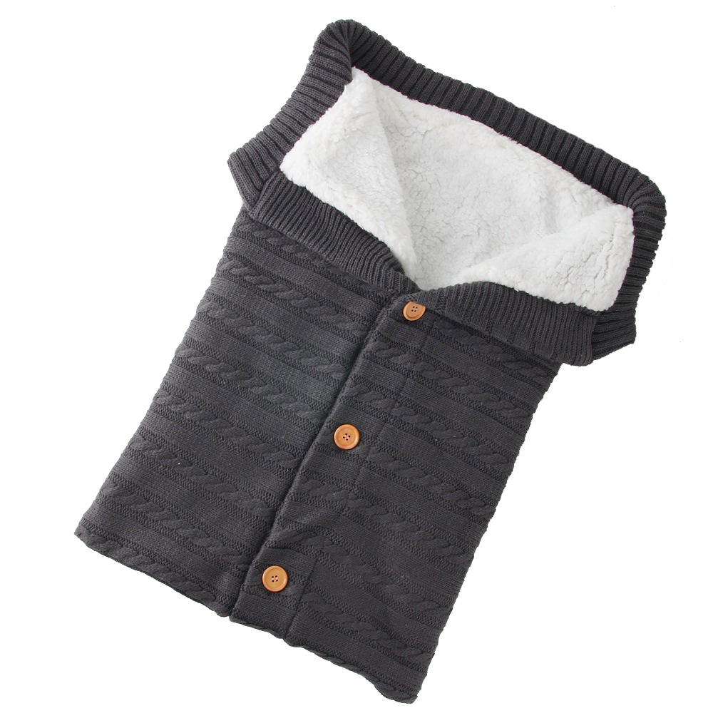 Picture of Wool Knitted Velvet Thickeneded Button Sleeping Bag, Warm and Anti-Jump Sleeping Bag, Baby Outdoor Stroller Sleeping Bag