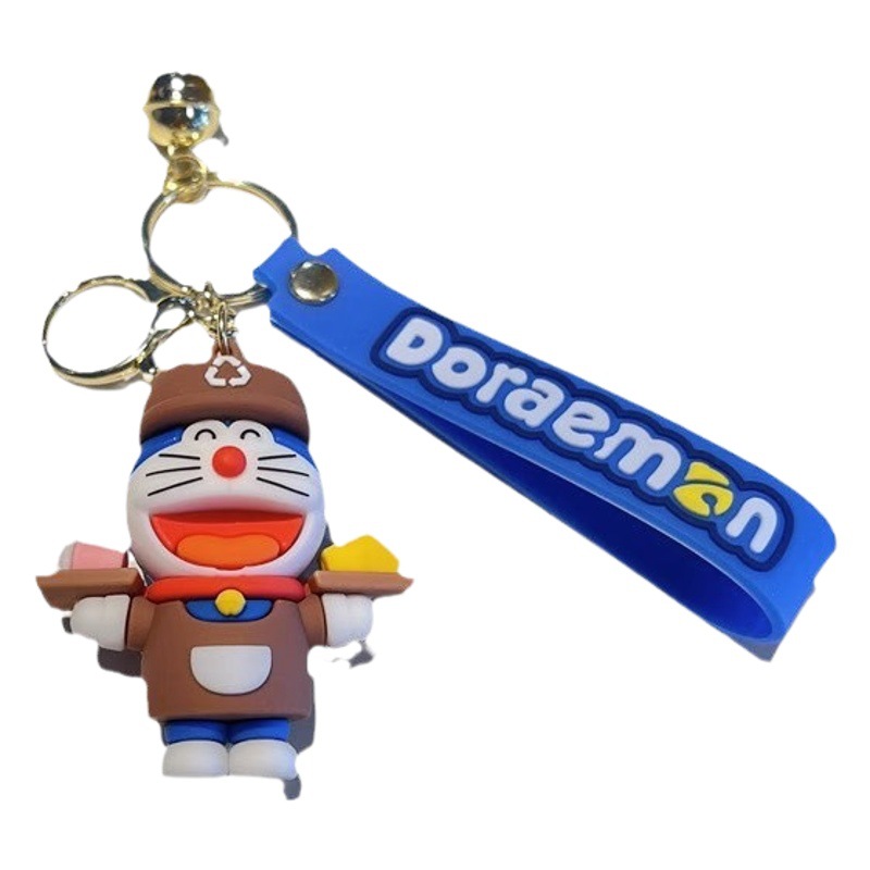 Dress-up Jingle Cat Keychain Doraemon Exquisite Silicone Doll Keychain Pendant Bag Hanging Small Gift