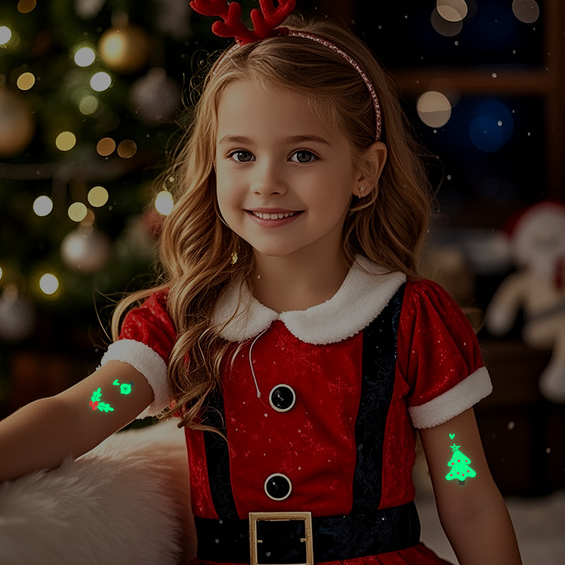 Picture of New Christmas Luminous Tattoo Sticker Children's Cartoon Snowflake Face Decoration Gift Waterproof Sweat Luminous Sticker