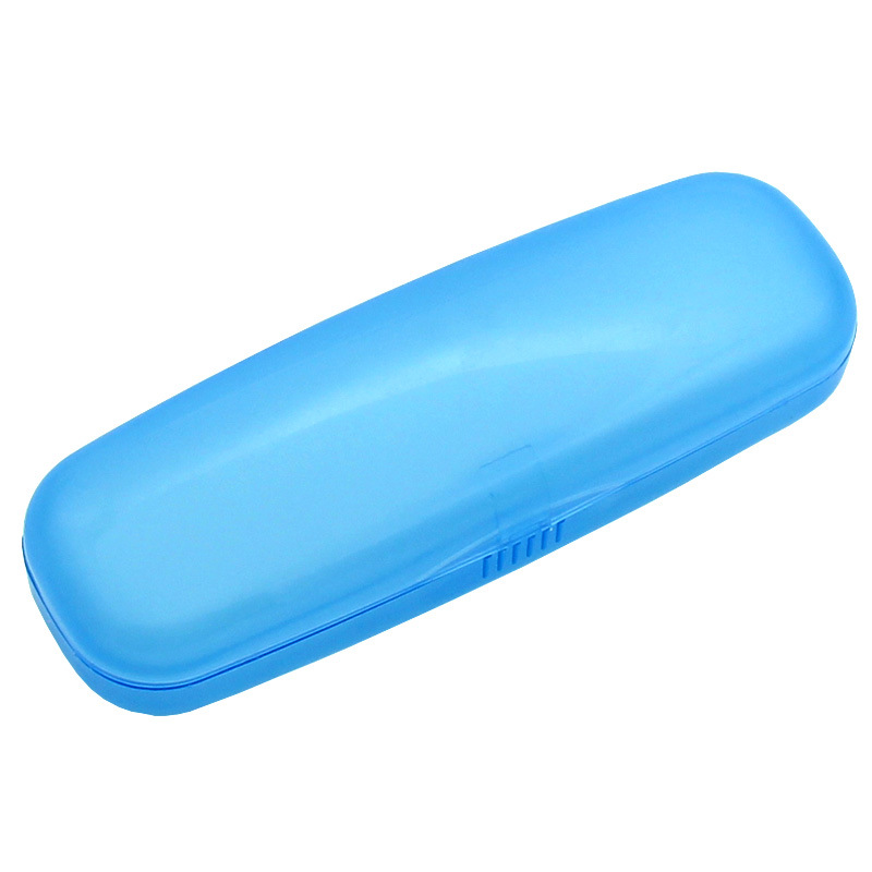 Picture of New Translucent Plastic Glasses Case Blue Transparent Reading Glasses Case Lightweight Pvc Hard Plastic Box Snap-On Storage