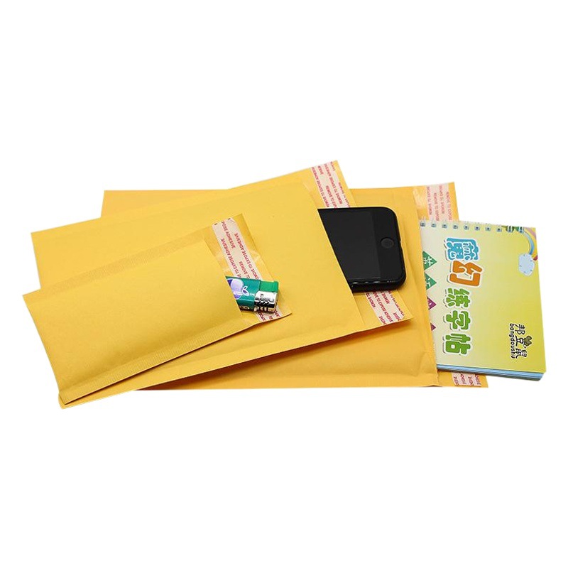 Yellow Kraft paper bubble envelope bag logistics waterproof clothing foam bag shockproof packaging express bag wholesale factory