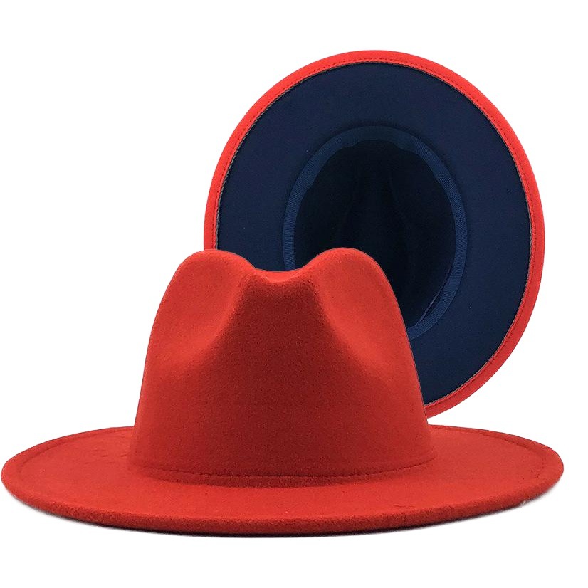 New 42 Color Hot Selling Woolen Top Hat New Outer Camel Color Inner Red Hat Ethnic Style Jazz Hat Cashmere Felt Hat