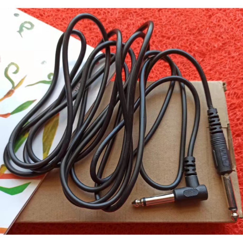 Picture of Black Folk Electric Guitar Audio Speaker Cable Bass Popular Noise Reduction Transmission Line 6.5 Straight Elbow