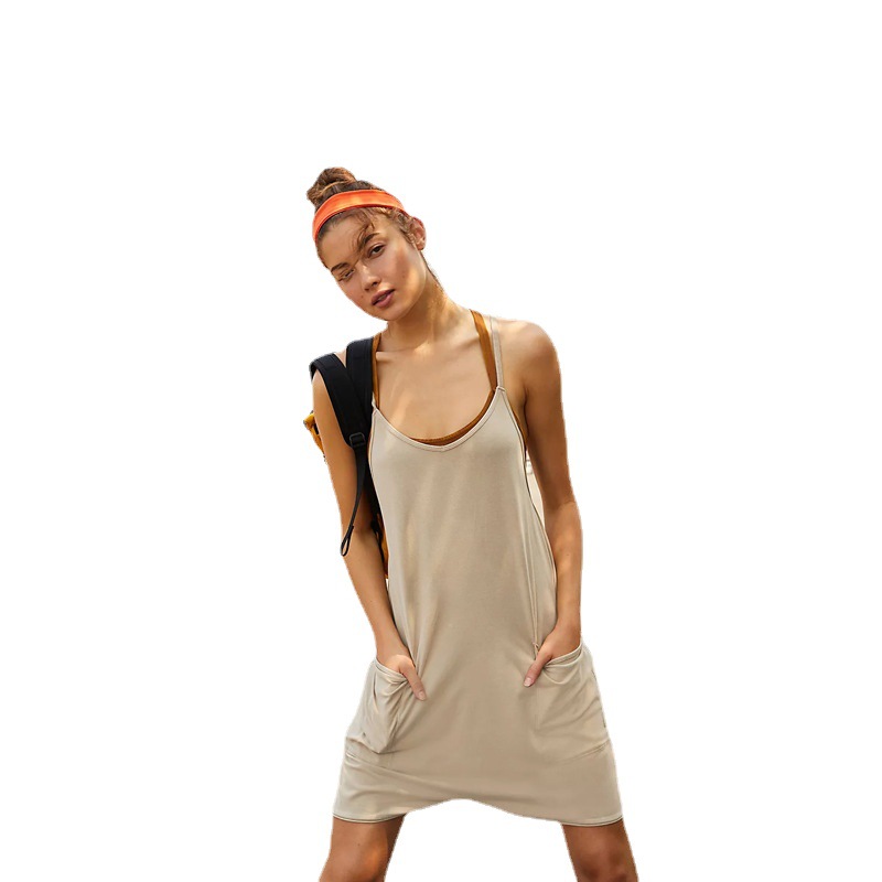 Picture of 2023 European and American women's clothing ebay Amazon independent station popular pocket sling knitted shorts jumpsuit suspender pants