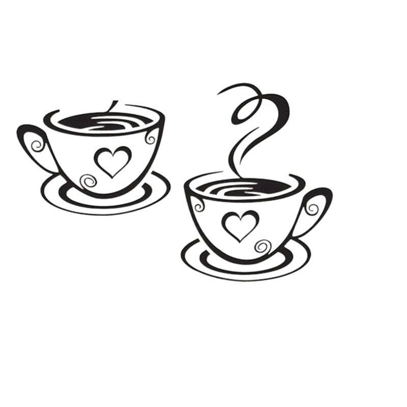 Cross-border cross-border pair of coffee cups carved foreign trade wall stickers European and American glass window stickers JD4541