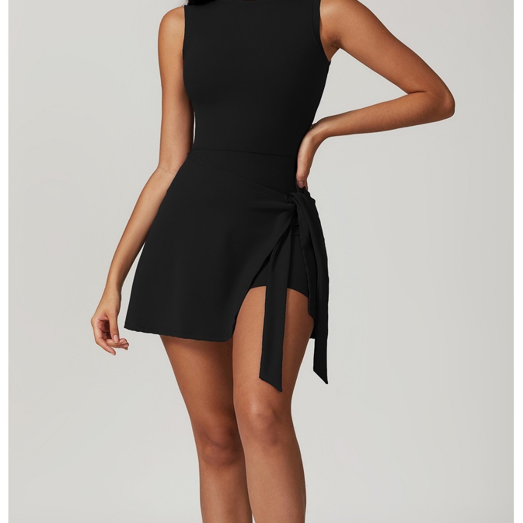 Tt Cross-Border Sports Outdoor Yoga Fitness Leisure Outdoor Tennis Skirt Quick-Drying Sleeveless Beautiful Back Fitness One-Piece Slimming Look