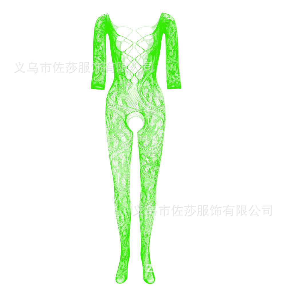 Picture of New European and American one-piece one-piece mesh clothes big dragon pattern open file-free sexy uniform temptation w089