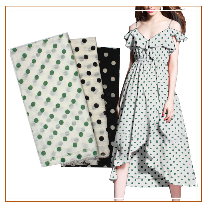 Three Spray Grids 1.5cm Polka Dot Printed Fabric Polka Dot Dress Shirt New Semi-Transparent Grids Women's Skirt Fabric