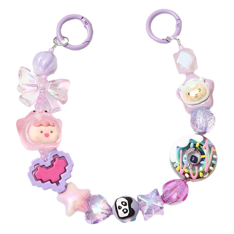 Live cartoon mobile phone chain mobile phone back clip chain blind box handmade beaded chain bag hanging keychain