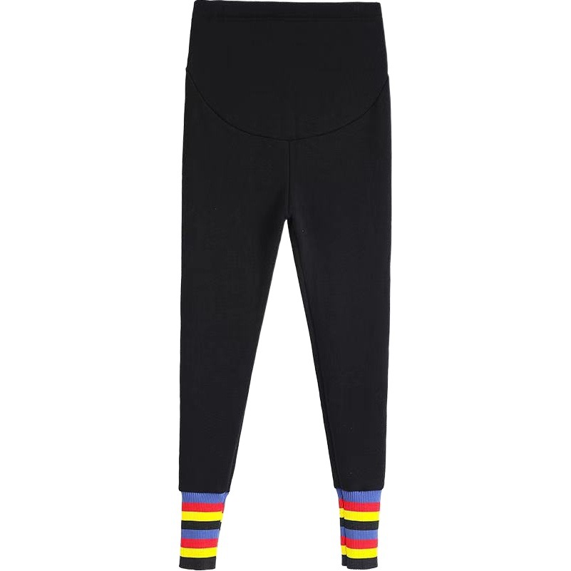 Maternity Wear Leggings, Maternity Leggings, Autumn and Winter Outer Wear, Velvet Thickeneded Pants, Spring and Winter Clothing, Fashionable Color Striped Splicing