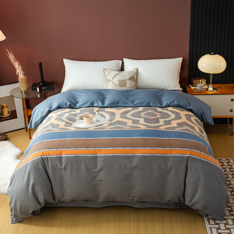Picture of Cotton brushed duvet cover single piece modern simple single double dormitory thickened quilt cover pure cotton duvet cover single piece