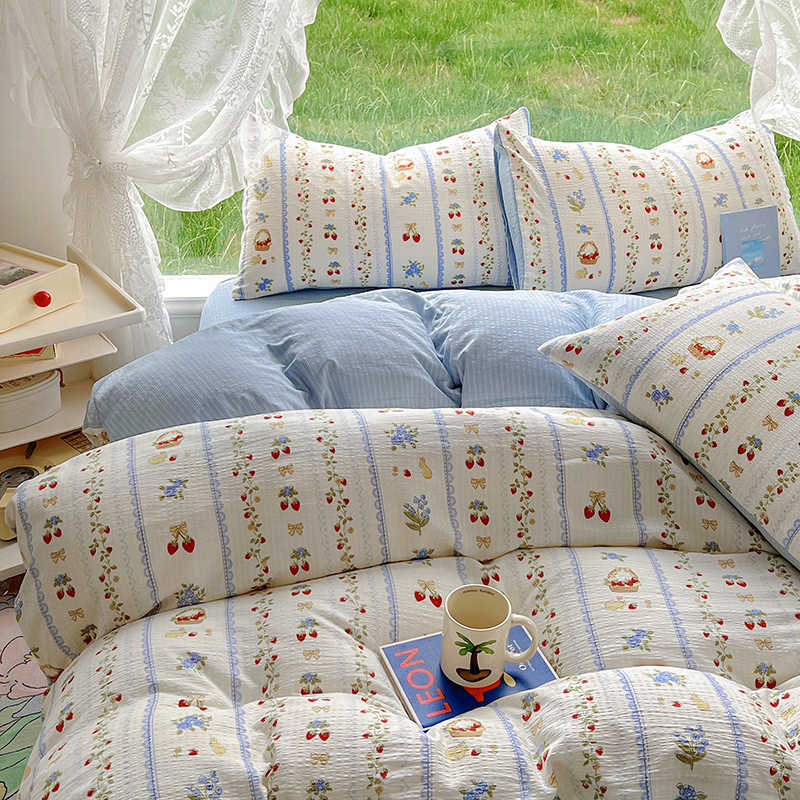 Picture of Category a Maternal and Infant Grade Small Fresh Floral Xiaozhu Cotton Quilt Cover Single Piece Skin-Friendly Washed Cotton Thickeneded Quilt Cover Wholesale
