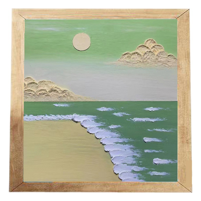 Picture of Solid wood picture frame diy handmade texture painting material package creative three-dimensional relief painting hand-painted digital oil painting decorative painting